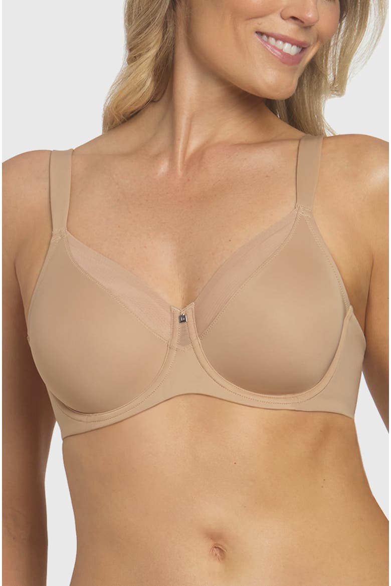 Mallory Smoothing Underwire Minimizer Bra, Main, color, Mocha