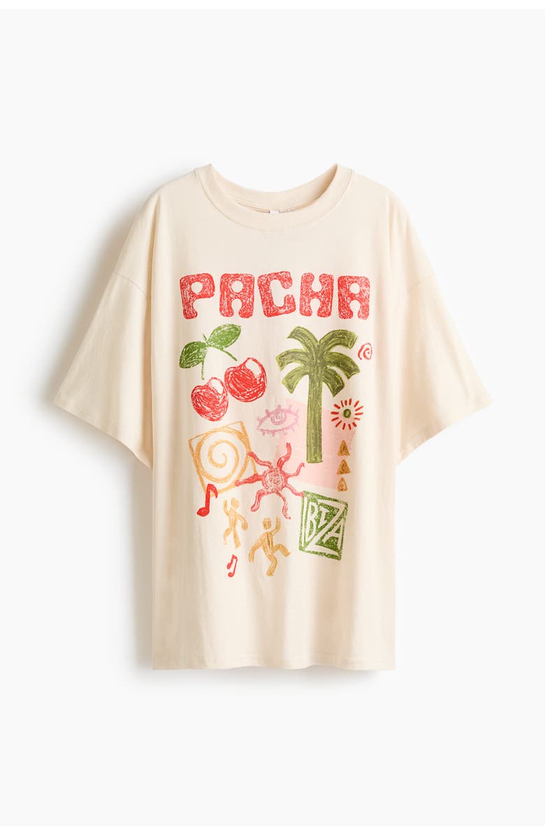 H&M Oversized t-shirt with printed motif, Alternate, color, Cream/Pacha