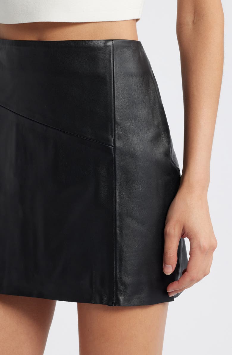 & Other Stories Raw Hem Leather Miniskirt, Alternate, color, 