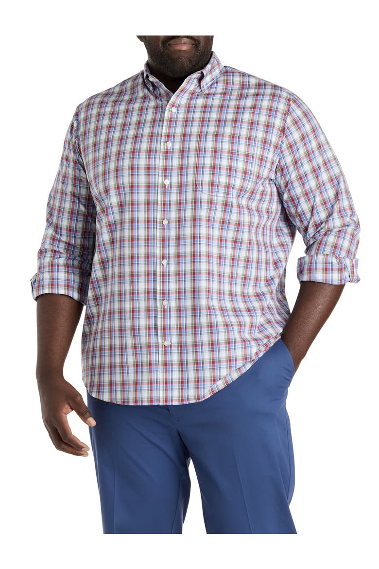 Big & Tall Medium Plaid Performance Sport Shirt, Main, color, MULTI