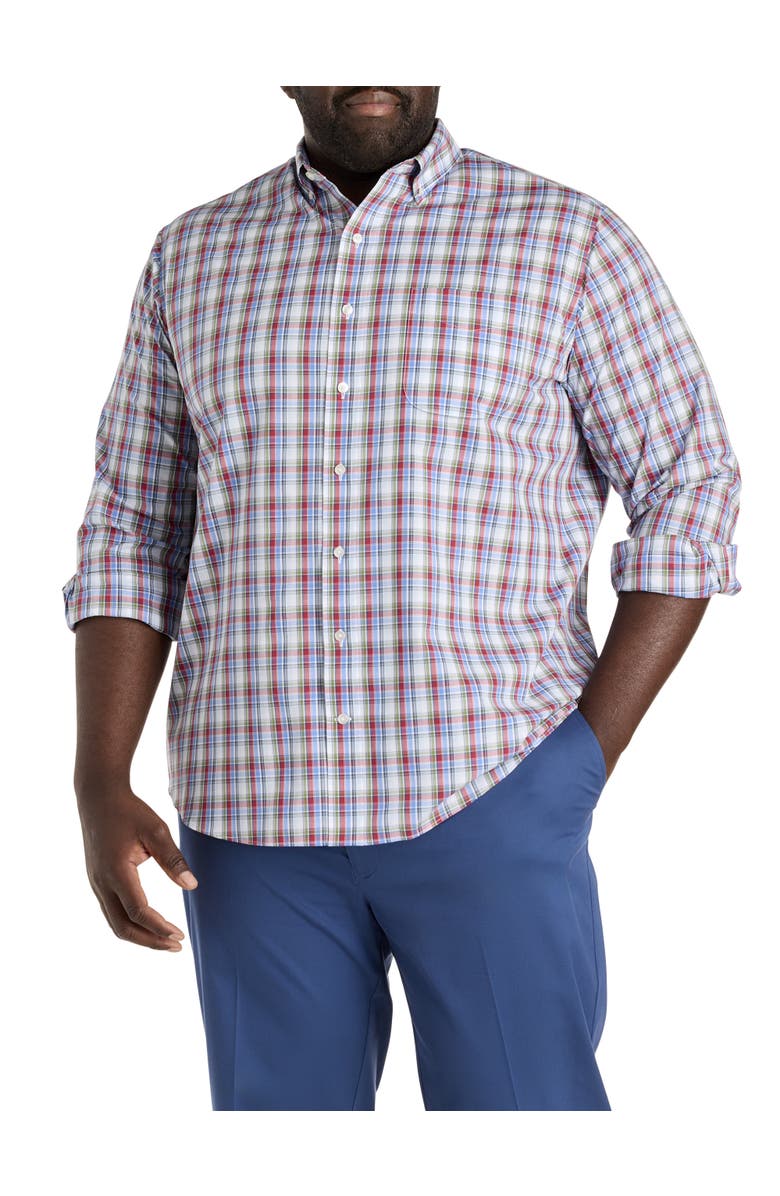 Oak Hill by DXL Big & Tall Medium Plaid Performance Sport Shirt, Main, color, Multi