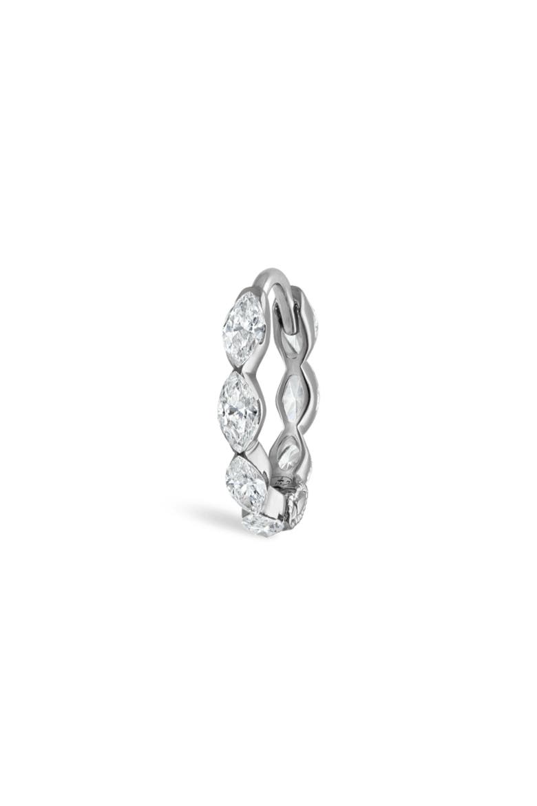 Single Diamond Marquise Eternity Hoop Earring, Main, color, WHITE GOLD