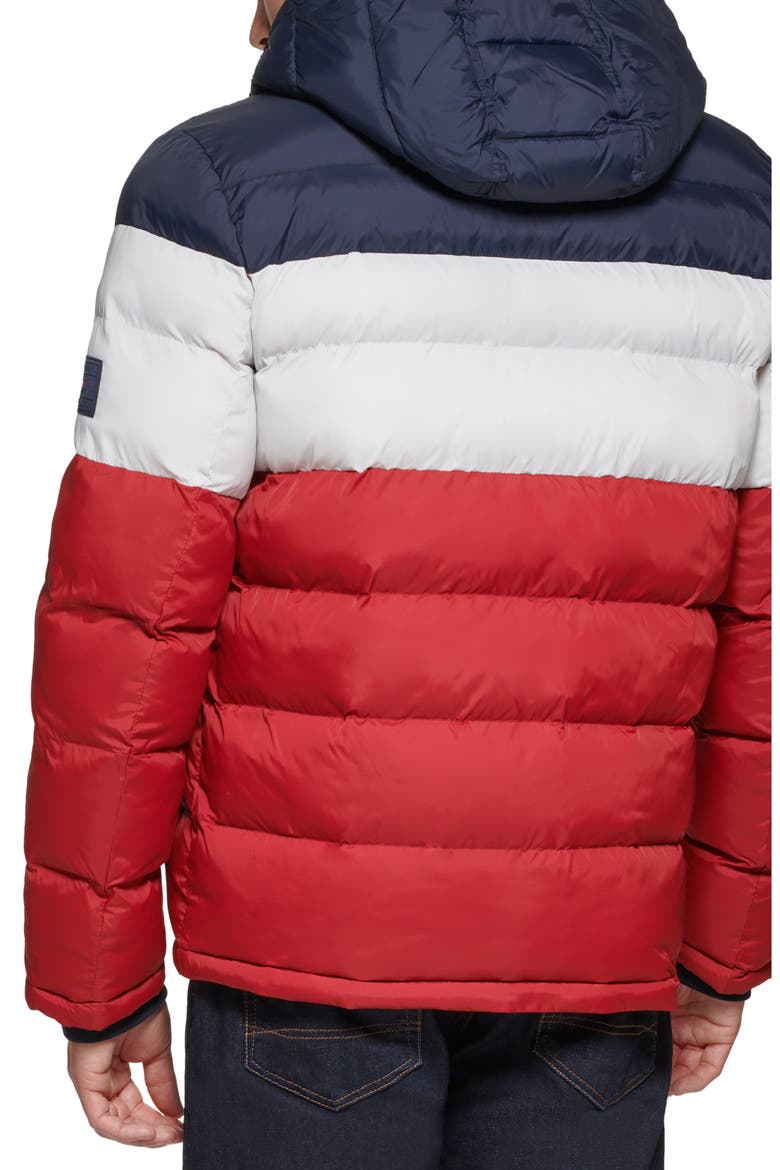 Nylon Classic Puffer Jacket, Alternate, color, MIDNIGHT/ BUFF/ RED