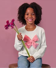 Lands' End Girls Meet And Greet Bow Knit Sweater