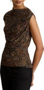 Lauren Ralph Lauren Paisley Shirred Jersey Top