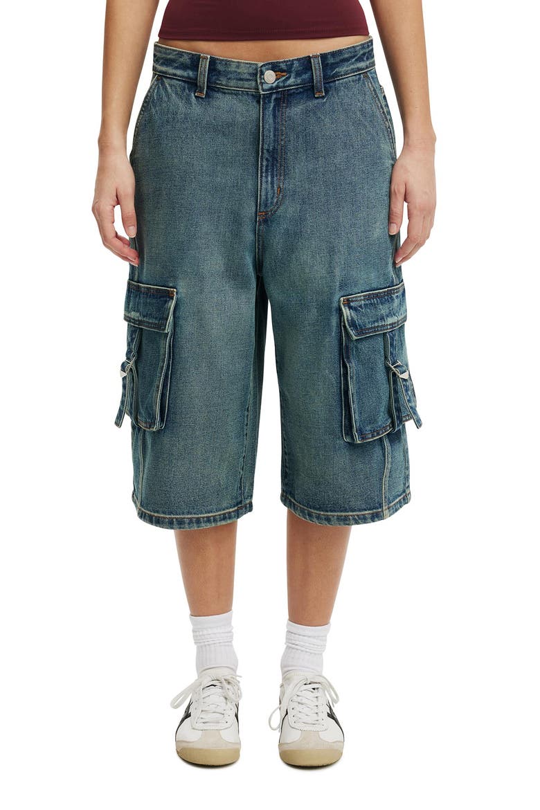 Women's 91 Baggy Denim Jort, Main, color, Cargo Len Blue