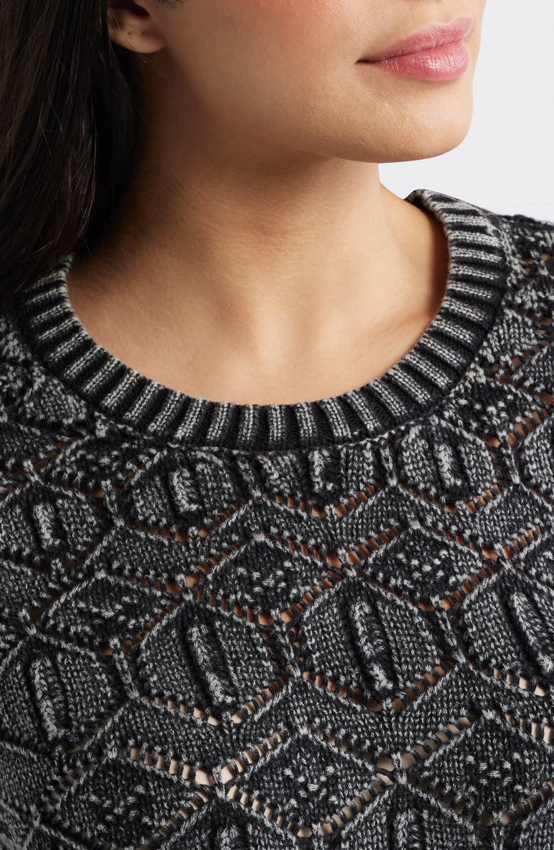 CITY BLUES Open Stitch Short Sleeve Sweater, Alternate, color, 