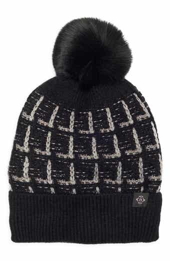 Nanette Lepore Tweed Knit Beanie with Faux Fur Pompom