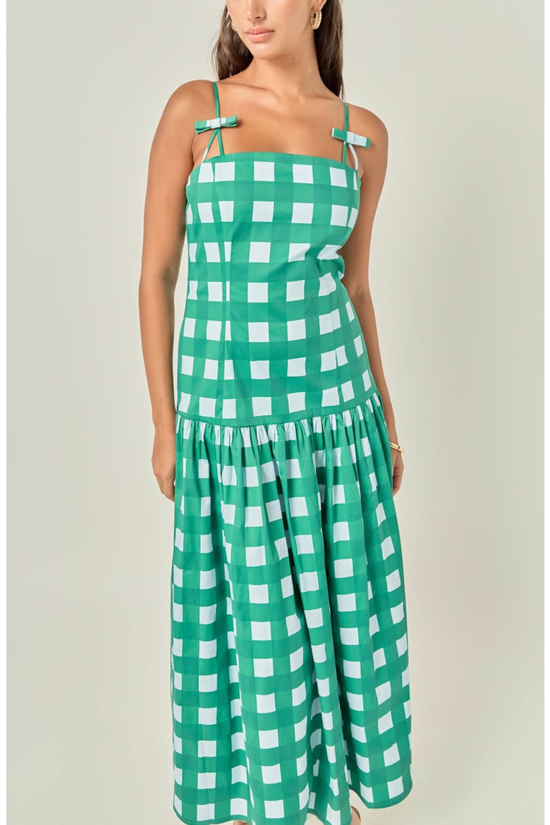 Gingham Midi Dress, Alternate, color, GREEN/ BLUE