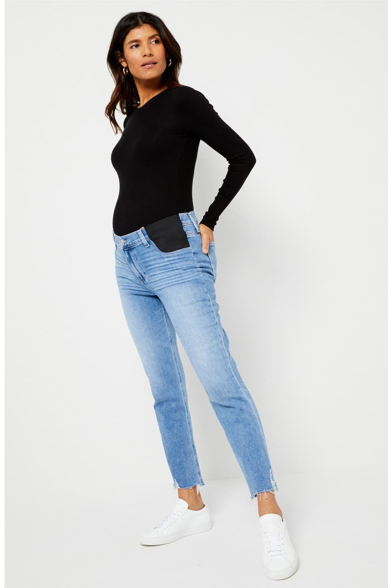 Ribbed Long Sleeve Maternity T-Shirt, Alternate, color, BLACK