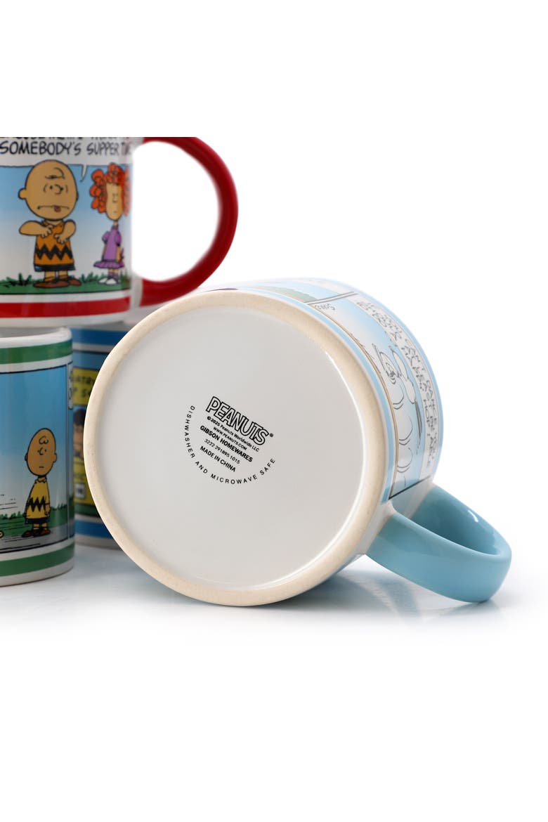 4 Piece 20 Ounce Stoneware Mug Set in Assorted Colors, Alternate, color, White