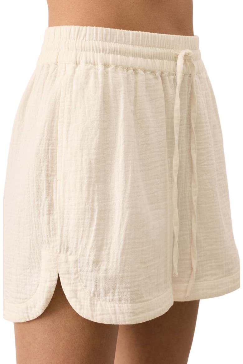 Organic Cotton Coastal Double Gauze Shorts, Alternate, color, Cream