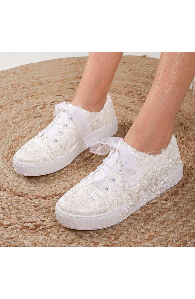 Forever & Always Shoes Elise Lace Bridal Sneakers, Alternate, color, Ivory