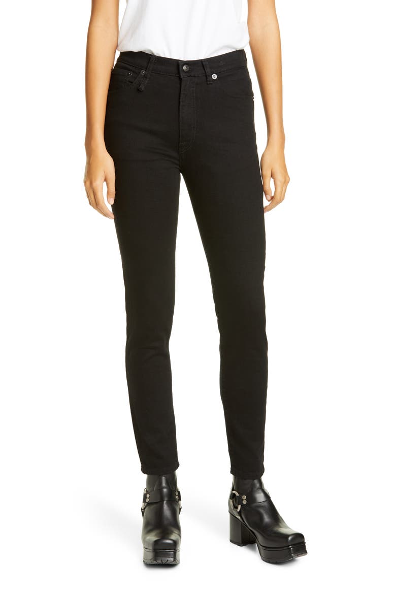 High Waist Skinny Jeans, Main, color, RINSED BLACK