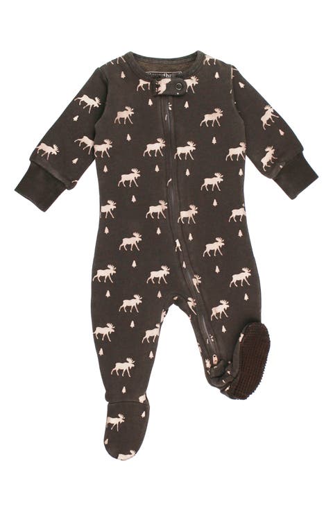 Print Fitted One-Piece Organic Cotton Footie Pajamas (Baby)