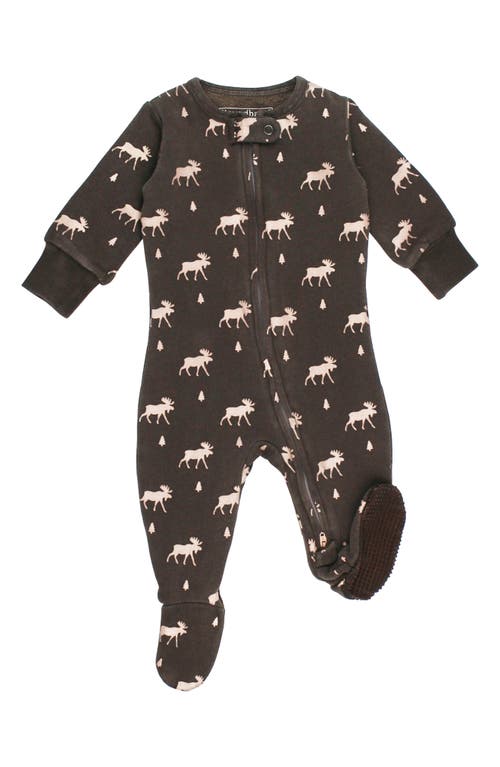 L'ovedbaby Print Fitted One-piece Organic Cotton Footie Pajamas In Black