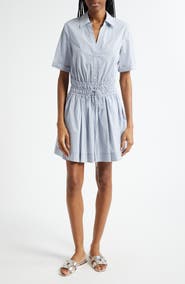 Veronica Beard Susan Stripe Cotton Blend Shirtdress