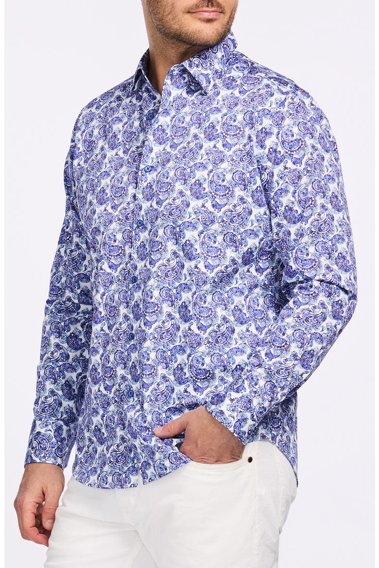 Dorval Cotton Button-Up Shirt, Alternate, color, BLUE