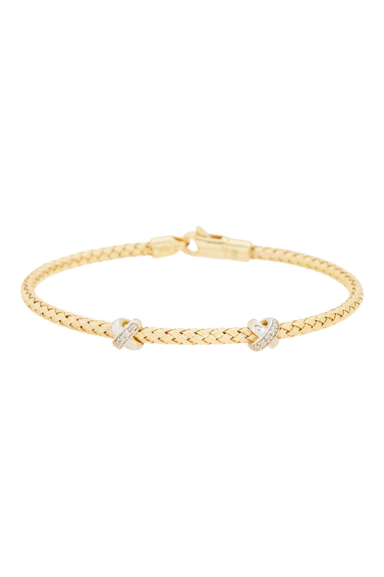 Pavé Diamond 'X' Bangle Bracelet - 0.10 ctw, Main, color, YELLOW GOLD