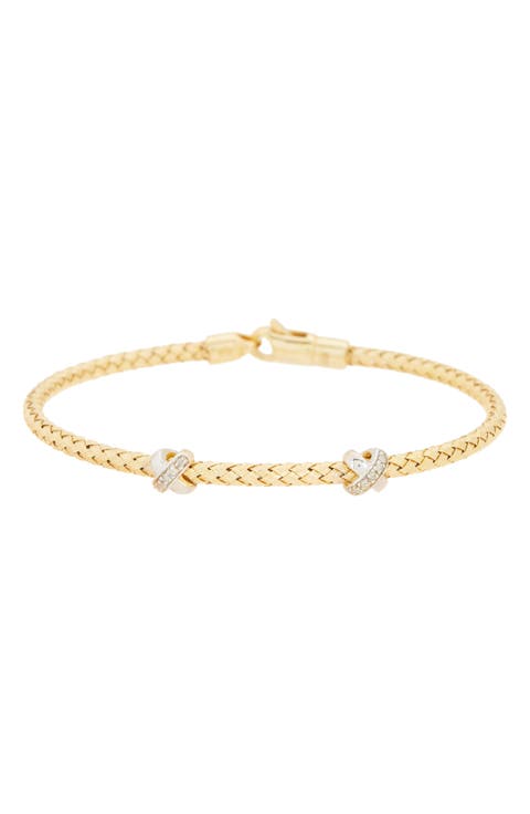 Pavé Diamond 'X' Bangle Bracelet - 0.10 ctw