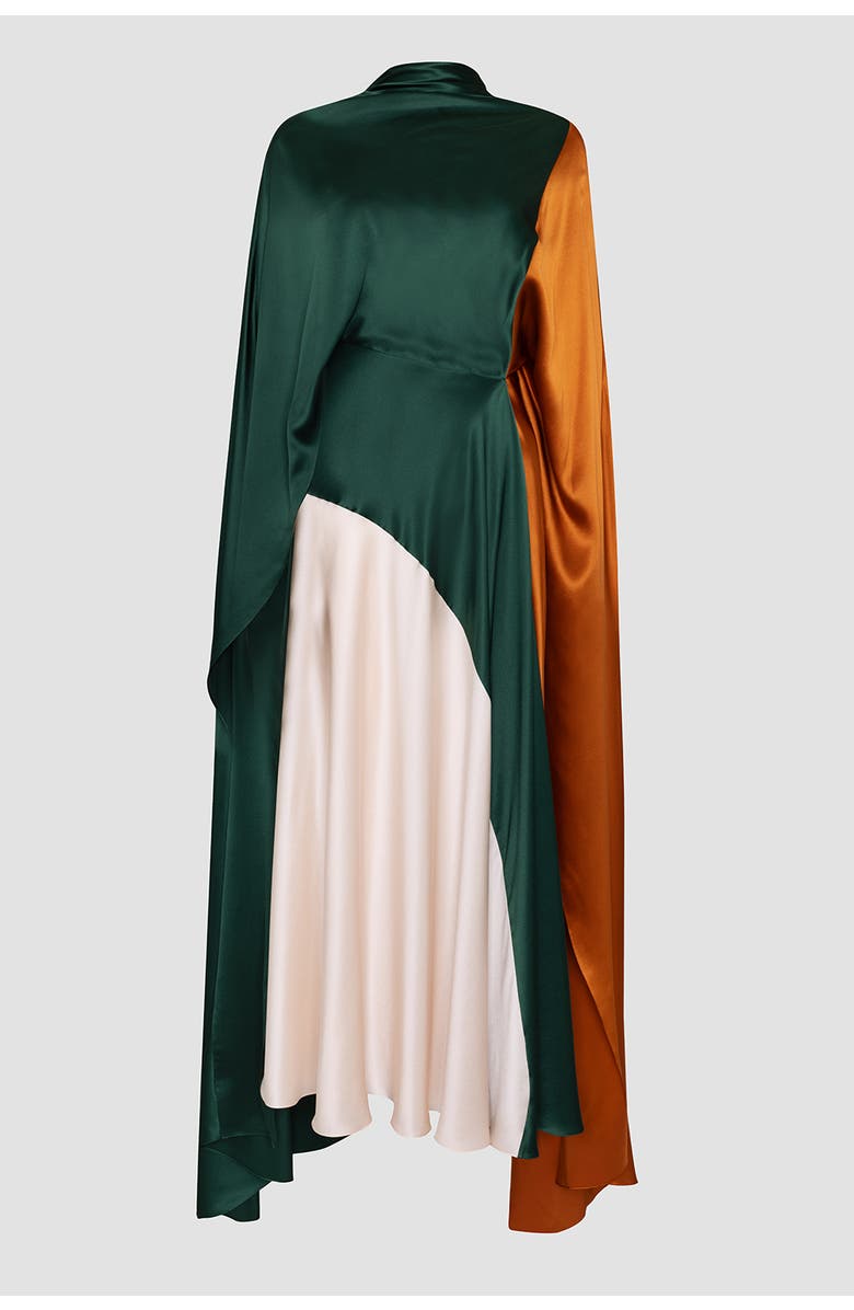 Roksanda Andromeda Draped Dress, Alternate, color, Forest / Cinnamon / Rose