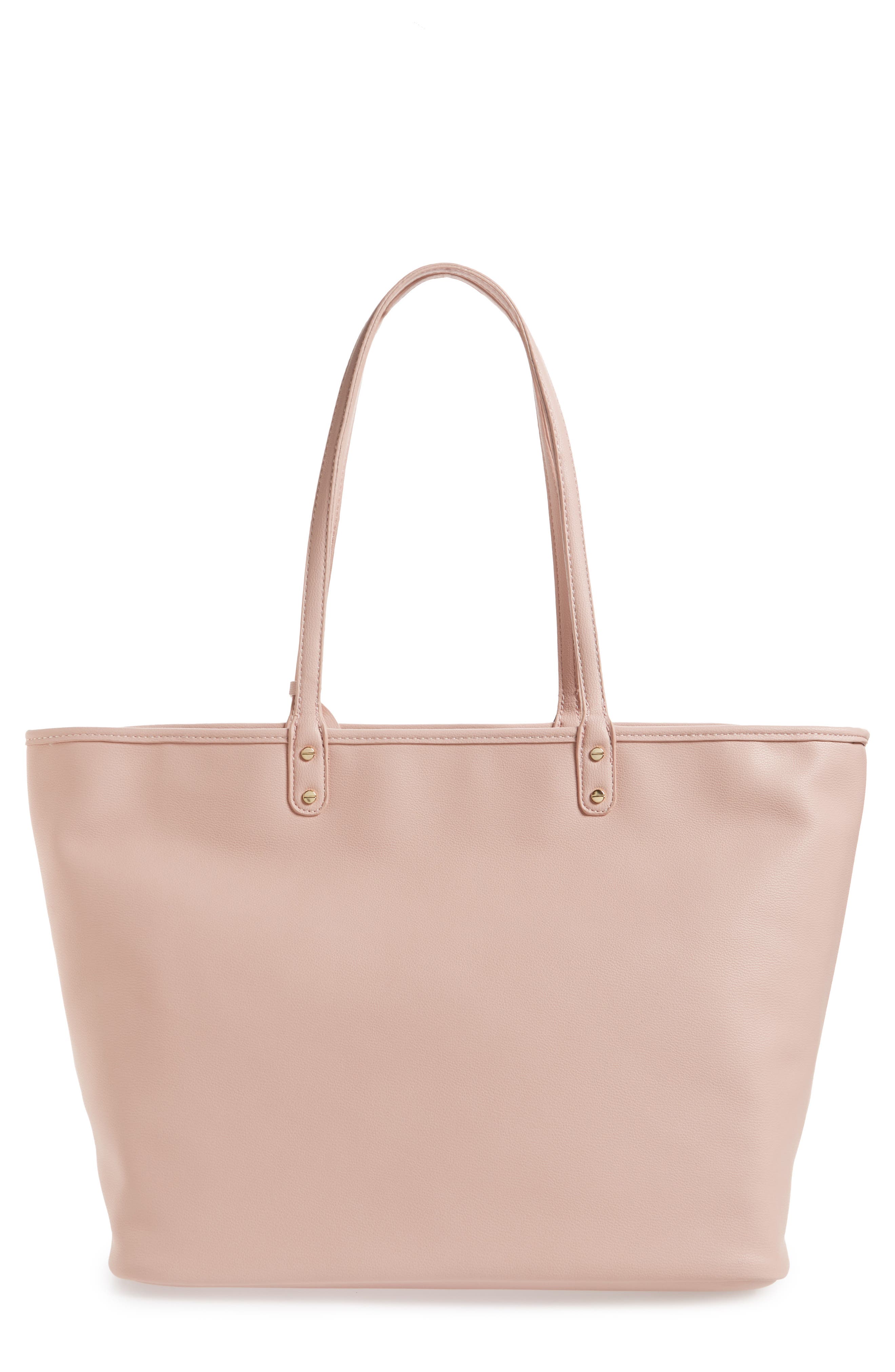Reversible Vegan Leather Tote, Main, color, BLUSH