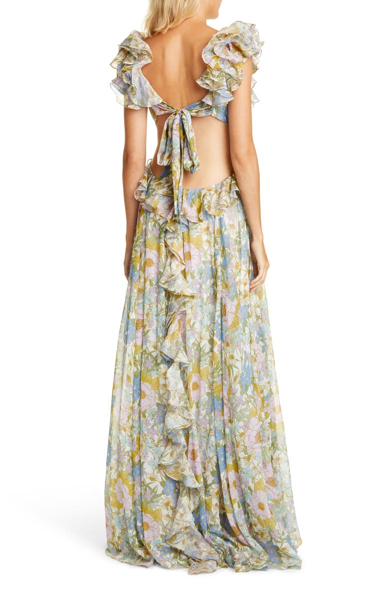 Zimmermann Super Eight Floral Ruffle Cotton & Silk Maxi Dress, Alternate, color, 