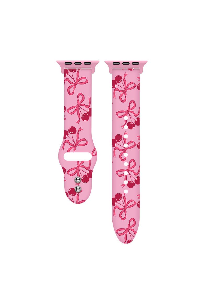Cherry Bow Silicone Band for Apple Watch + Smartwatch, Alternate, color, Cherry Coquette