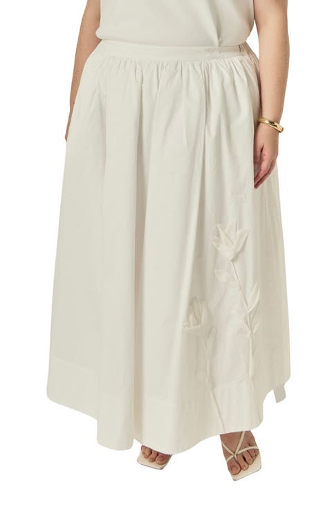 Appliquéd Floral Midi Skirt