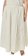 English Factory Appliquéd Floral Midi Skirt
