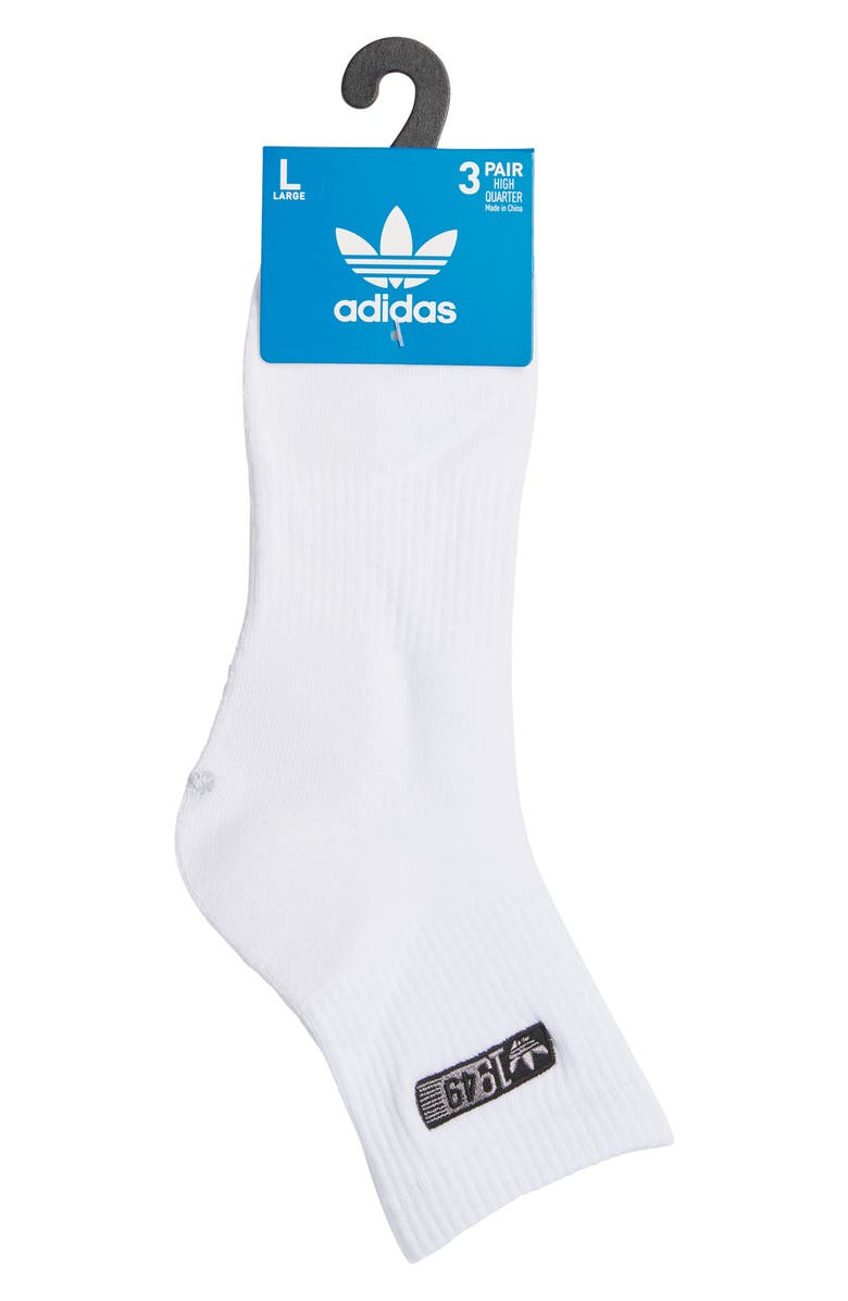 adidas Assorted 3-Pack Performance High Quarter Crew Socks, Alternate, color, White
