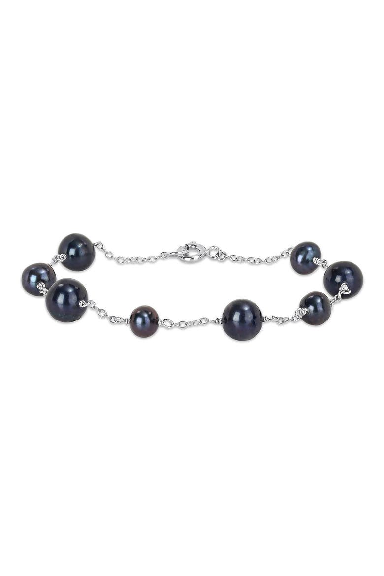 Black Pearl Station Bracelet, Main, color, BLACK