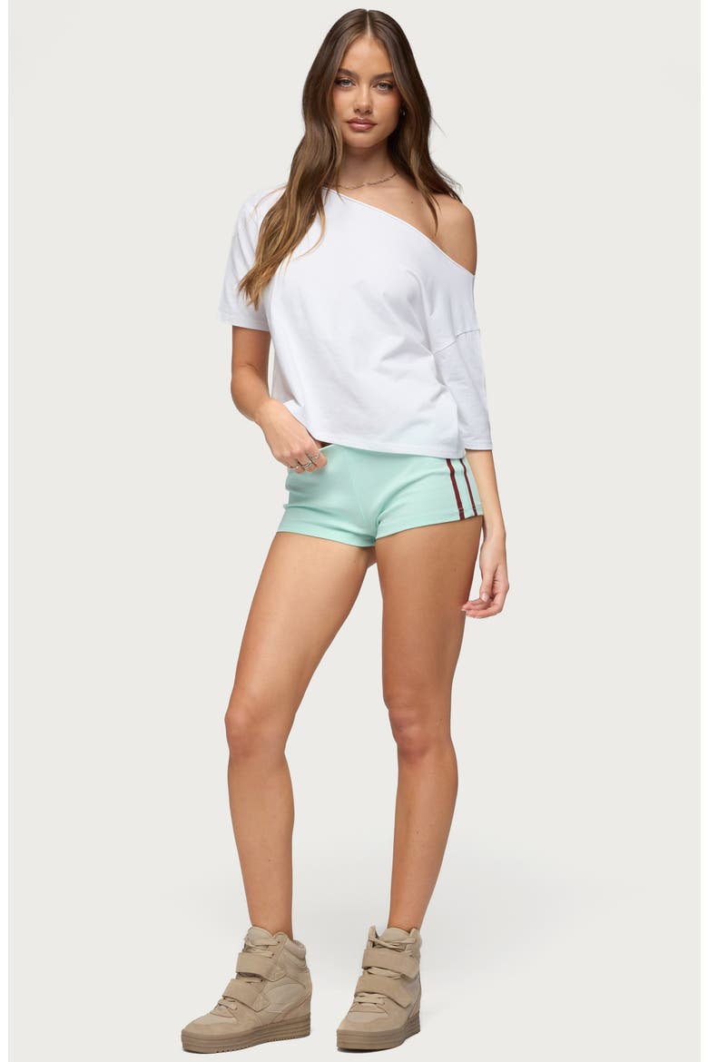 Yolenna Low Rise Side Stripe Micro Shorts, Alternate, color, AQUA