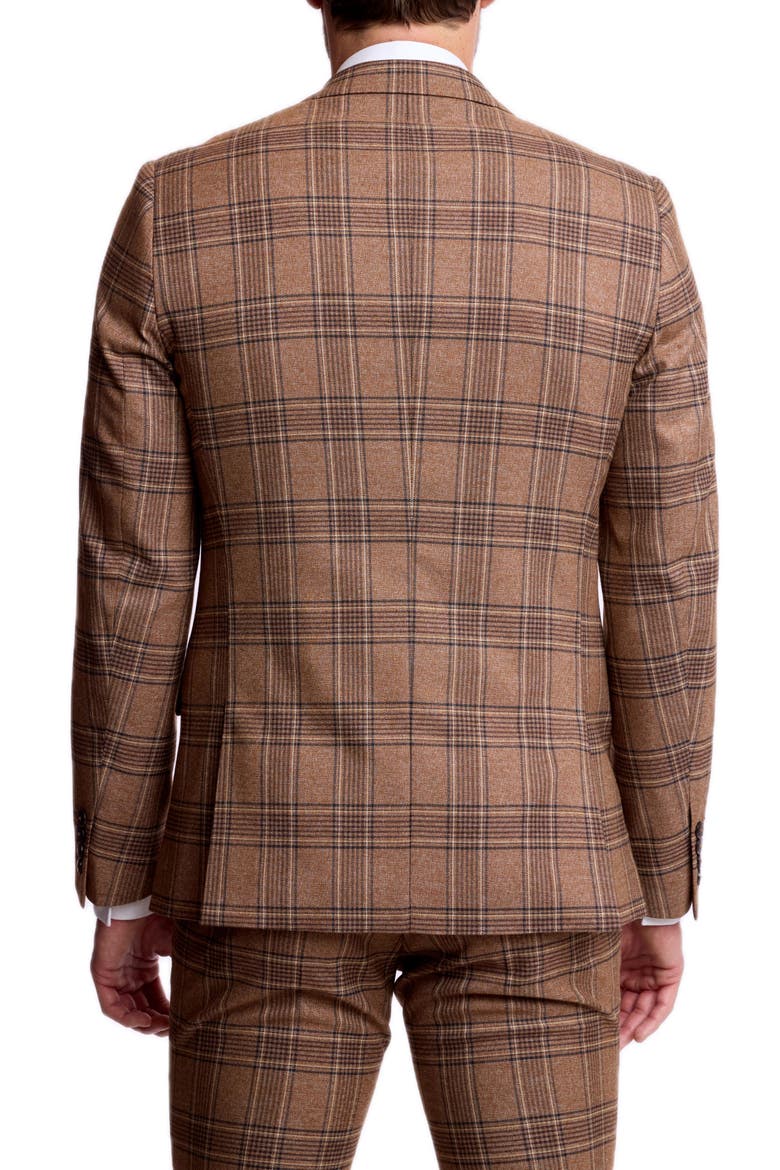 Dover Slim Fit Plaid Notch Lapel Suit Jacket, Alternate, color, BROWN TAN PLAID