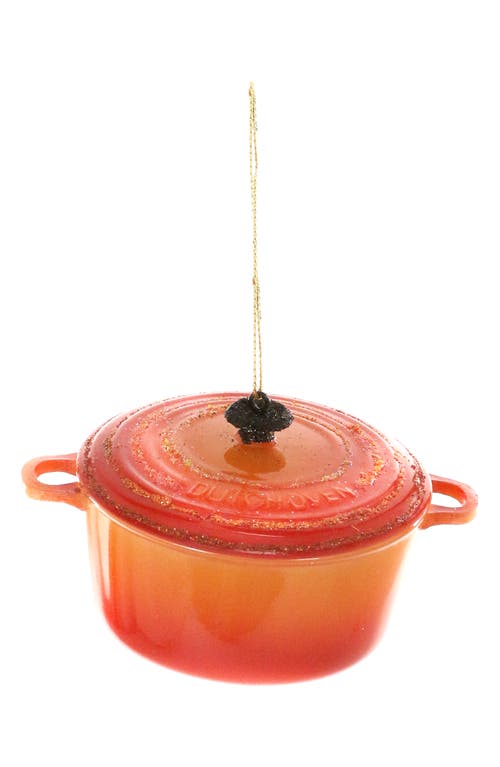 Cody Foster & Co. Dutch Oven Glass Ornament In Orange