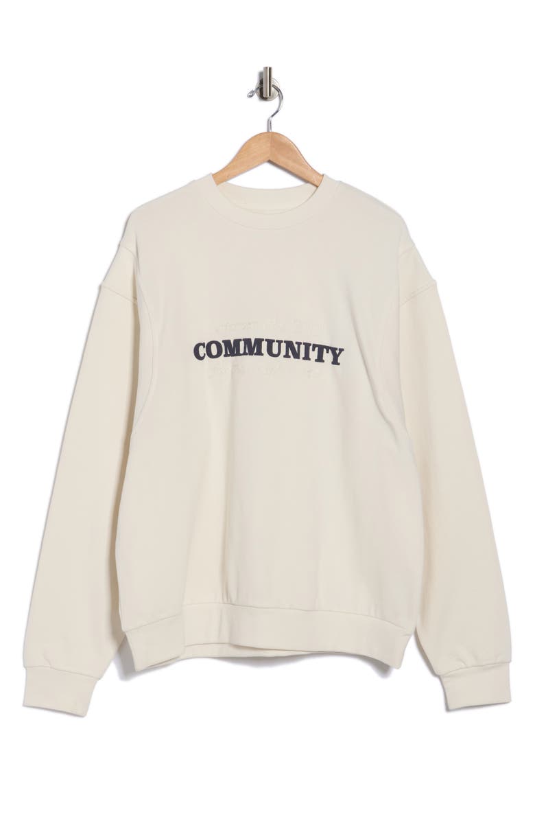 HONOR THE GIFT Track Crew Cotton Graphic Sweatshirt, Alternate, color, Bone