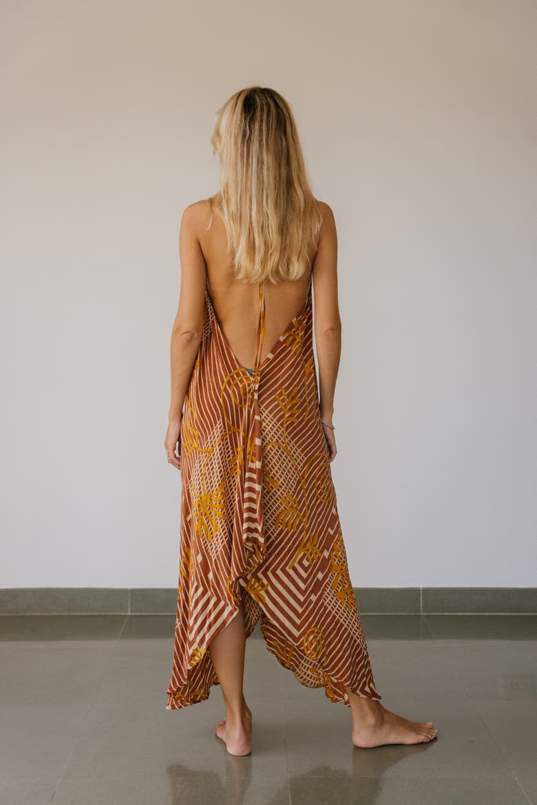 Classic Silk Dress Ocean, Alternate, color, Brown Stripe
