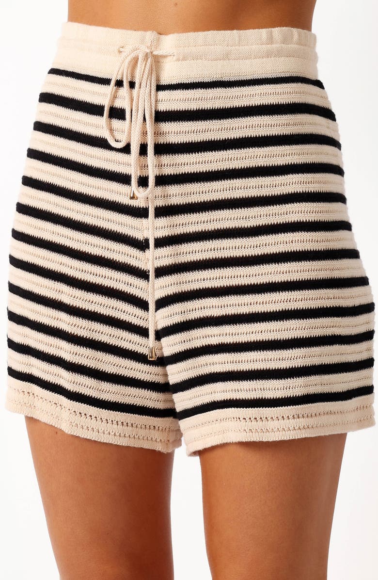 Petal & Pup Cherie Stripe Knit Shorts, Alternate, color, Sand Black