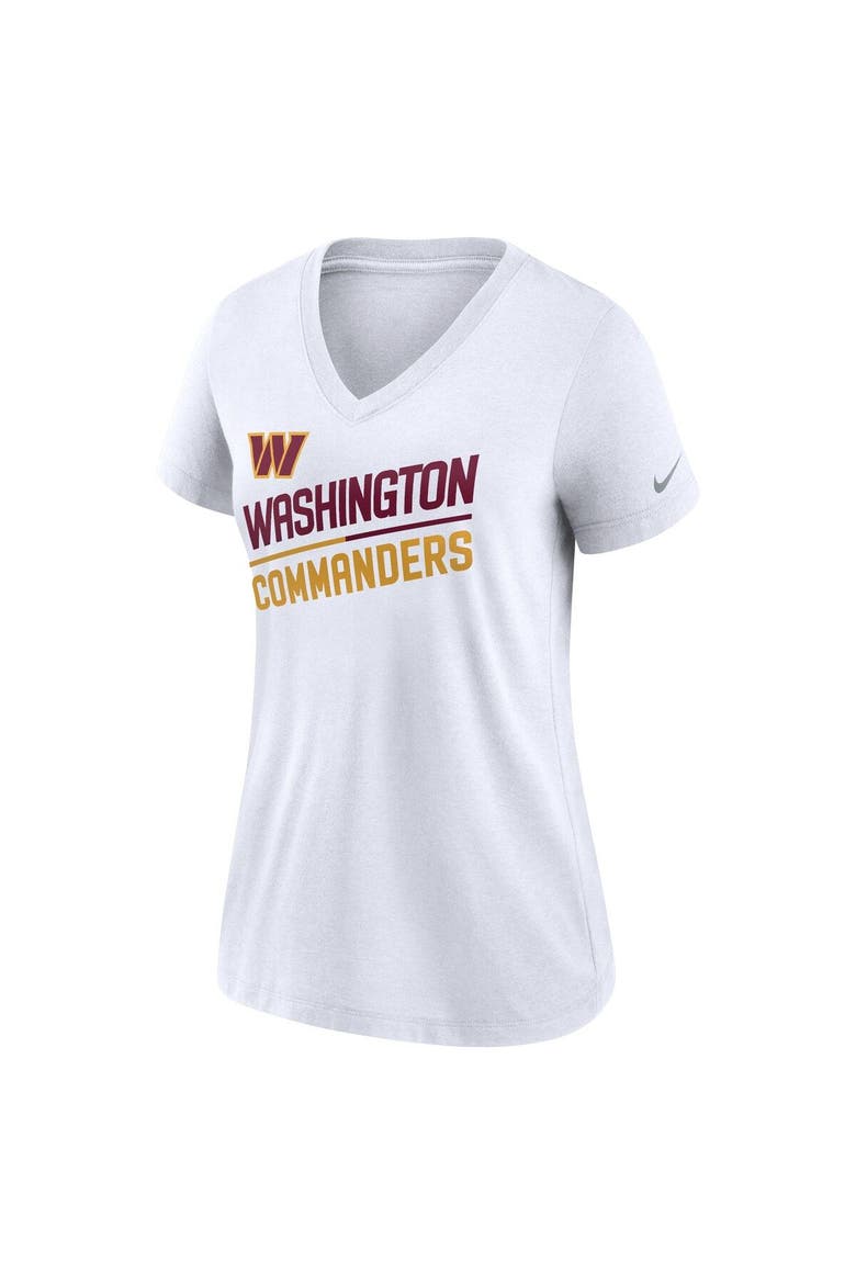 Women's Nike White Washington Commanders Slant Logo Tri-Blend V-Neck T-Shirt, Alternate, color, White
