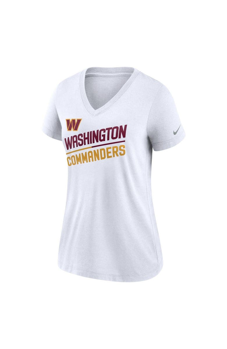 Nike Women's Nike White Washington Commanders Slant Logo Tri-Blend V-Neck T-Shirt, Alternate, color,