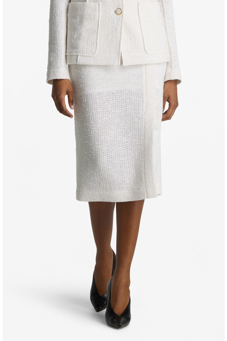 Open Weave Tweed Skirt, Main, color, IV00 IVORY
