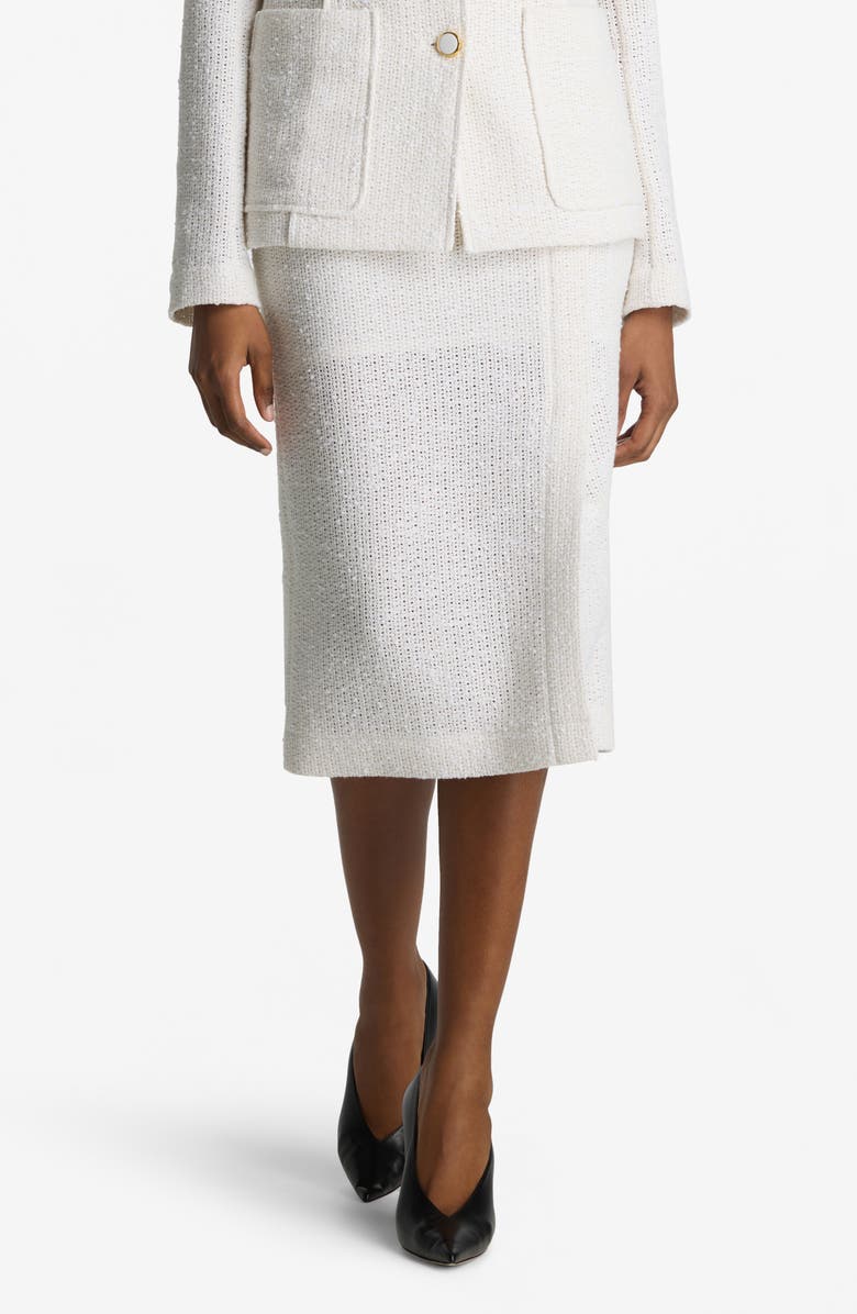 ST. JOHN Open Weave Tweed Skirt, Main, color, Ivory
