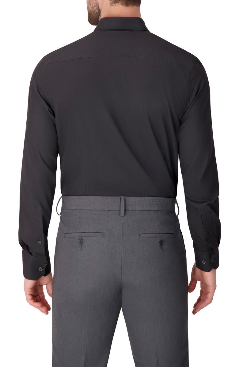 Report Collection Herringbone Print Slim Fit Stretch Dress Shirt, Alternate, color, Black