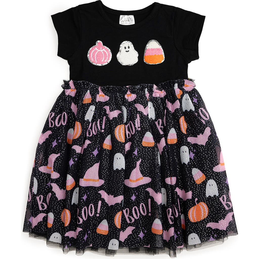 Sweet Wink Boo Halloween Short Sleeve Tutu Dress In Black