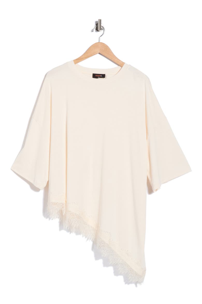 Lace Hem Asymmetric Top, Alternate, color, OFF WHITE