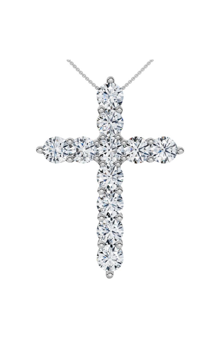 Bliss Diamond 4Ct TW Diamond Cross Pendant 14k Gold Women's 18" Necklace Lab Grown, Main, color, White Gold