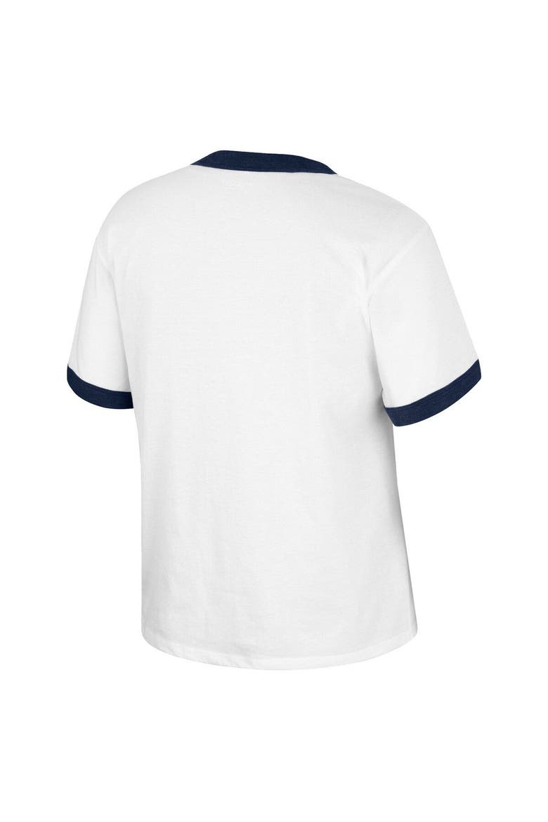Women's Colosseum x Wrangler White Notre Dame Fighting Irish Freehand Ringer T-Shirt, Alternate, color, White