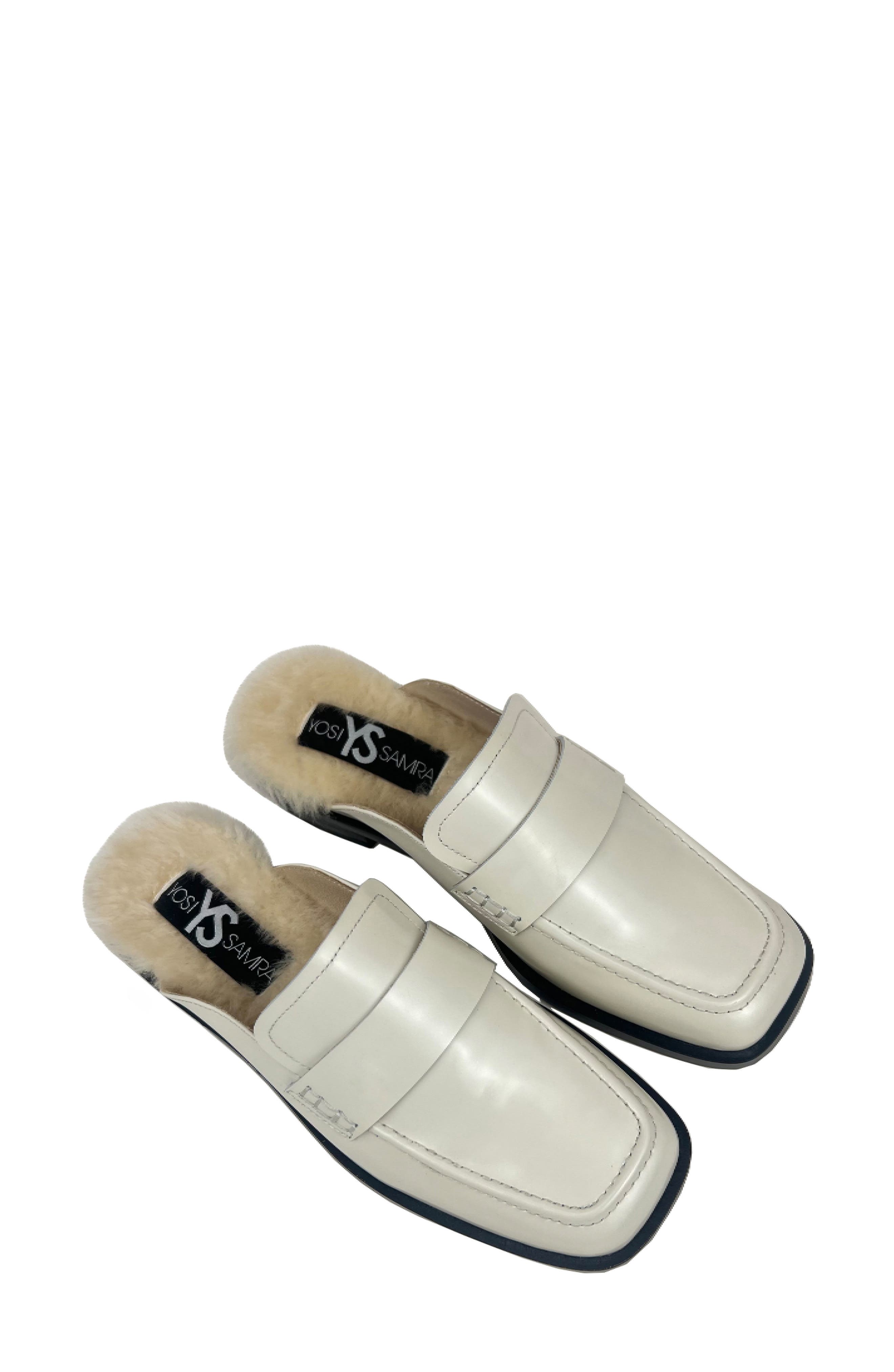 Yosi Samra Odessa Genuine Shearling Lined Loafer in Bone Shearling 