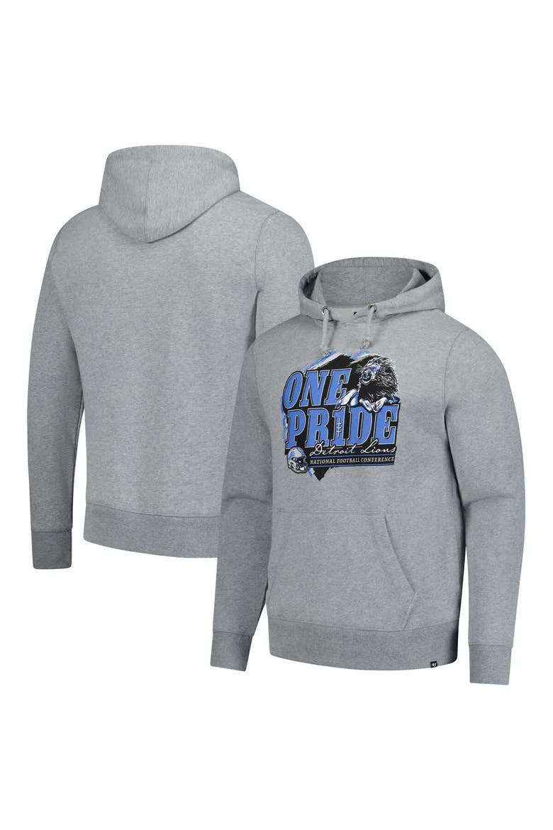 Men's '47  Gray Detroit Lions Regional Headline Pullover Hoodie, Main, color, Gray