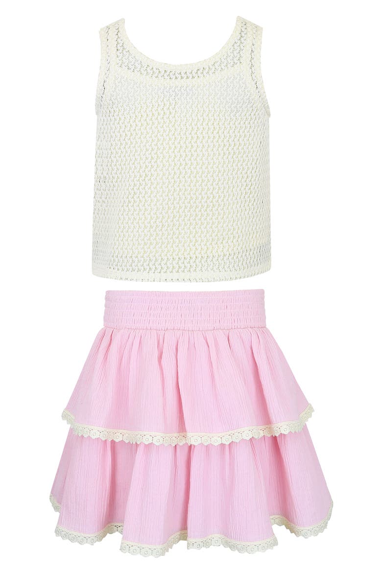 Kids' Daisy Tank & Skirt Set, Alternate, color, CREAM/ PINK